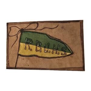 Antique Leather Pennant Postcard RBUHS Red Bluff Union High School CA. Layered